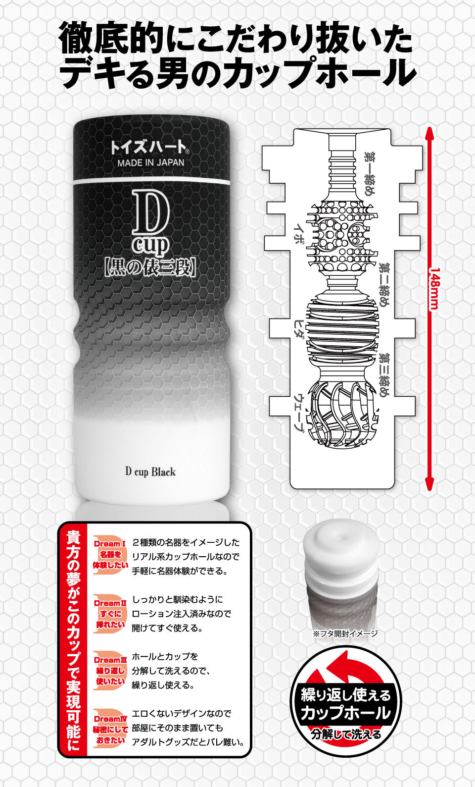 ディーカップ 黒の俵三段｜新作情報｜商品一覧｜トイズハート｜オリジナルアダルトグッズ、ファンシーグッズ等